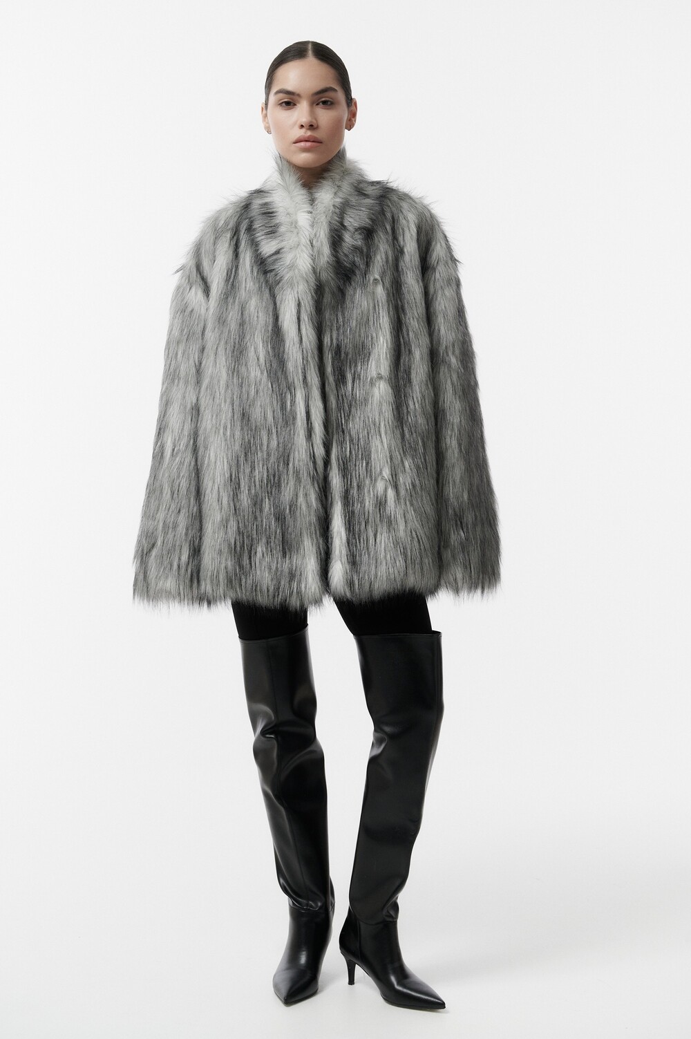 Fur coat Monica in gray